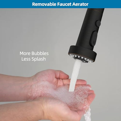 Universal Stainless Kitchen Faucet Head with 15 Adapter Kit, Rubbed Bronze | NSF/ANSI/CAN 372 Certified, Compatible with American Standard/Kohler/Moen/Delta, 3 Function Pull Down Sink Faucet Spray Head - color: Oil Rubbed Bronze