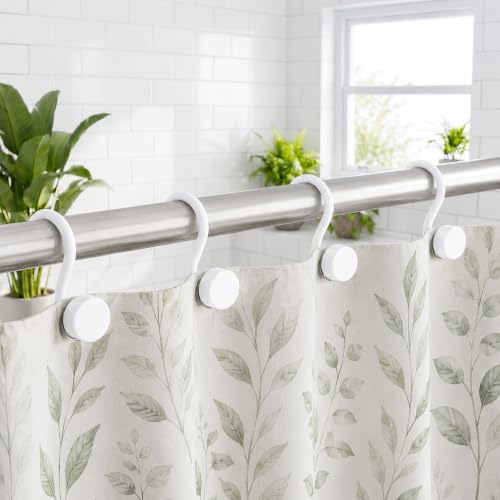 Bathway Plastic Shower Curtain Hooks, 12 Pcs, White, Decorative Hooks | Waterproof, Rust-Proof, Sturdy, Wear-Resistant, Drop-Proof, Multifunctional, Easy to Install, Classic and Attractive - color: White