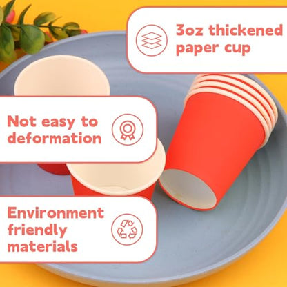 100 Pack 3 oz Paper Cups, Disposable Small Bathroom Cups Red | Bathroom Cups Espresso Small Cups, Mini Disposable Cup for Snack Bathroom, Party Travel Picnic BBQ - color: Red, size: 100 Count