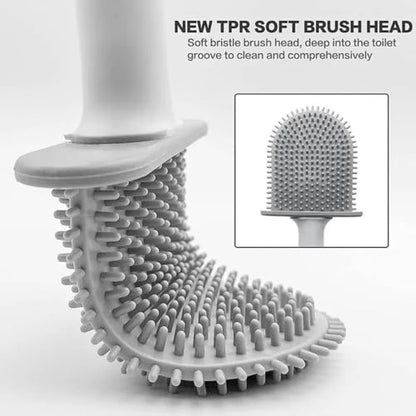 RV Silicone Toilet Brush with Holder, Drill-Free Wall Mounted Toilet Bowl Cleaner, Anti-Drip Anti-Roll Compact Brush for RV Camper & Small Bathroom (Orange) - color: Orange