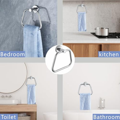 Bath Towel Ring, Bathroom Hardware Towel Holder, Chrome Towel Ring for Bathroom, Modern Trapezoid Wall Mounted Towel Hanger, 304 Stainless Steel (Chrome) - color: Chrome