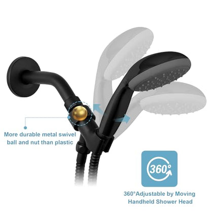 OFFO Shower Head Holder with Solid Metal Ball for Handheld Shower Head, Adjustable Shower Arm Mount for Connecting Shower Arm and Shower Hose, 1/2 in IPS Female Inlet and Male Outlet, Matte Black - style: Matte Black
