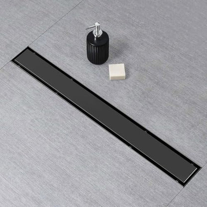 SaniteModar Linear Shower Drain 16 inch Matte Black with Tile Insert Panel | AISI 304 Stainless Steel Black Linear Dain Rectangle Shower Floor Drain with Hair Strainer and Leveling Feet - color: Black Tile Insert Grate, size: 16 inch