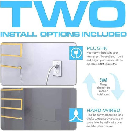 Towel Warmer Rack for Bathroom with Timer/Fahrenheit Temperature Control Wall Mounted Electric Heated 5 Bar Rail Plug-in or Hardwired Keep Bath Shower Towel Warming (Brushed Gold) - color: Brushed Gold
