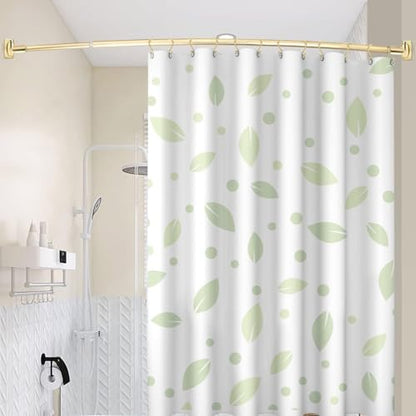 TOPROD Curved Shower Curtain Rod 48-72 Inches Adjustable Round Shower Rods | Gold,Rounded Bowed,Stainless Steel,More Shower Space,Need to Drill,for Bathroom, Bathtub - color: Bright Gold