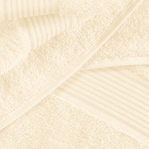 Ultra Soft 6 Pack Cotton Towel Set, Contains 2 Bath Towels 28x55 inch, 2 Hand Towels 16x24 inch & 2 Wash Coths 12x12 inch, Ideal for Everyday use, Compact & Lightweight - Ivory - color: Ivory