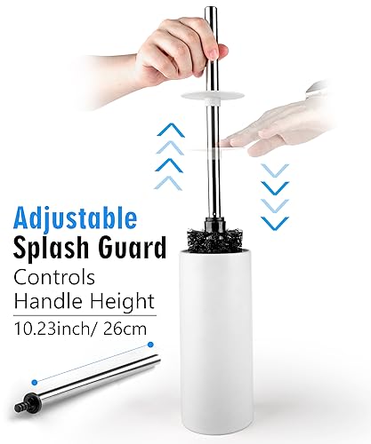 Matt White Ceramic Toilet Brush and Holder Set | Durable Bristles Non Scratch Toilet, Long Stainless Steel Handle, Freestanding Toilet Bowl Cleaners Brush - color: Matt White, size: Set/1