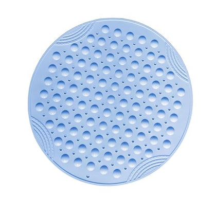 Shower Mat Anti-Slip 21.6'' Round Bathtub Mat with Suction Cups Machine Washable Shower Bath Mat - color: Blue
