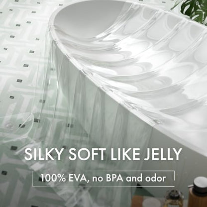 AmazerBath No Hook Shower Curtain and Liner 3-in-1, 100% EVA Luxury Soft Heavy Duty Clear Shower Liner, 72x75 Hookless Shower Curtain with 3 Heavyweight Stones - color: Rainbow Ethereal, size: 72"W x 75"L (Pack of 1)