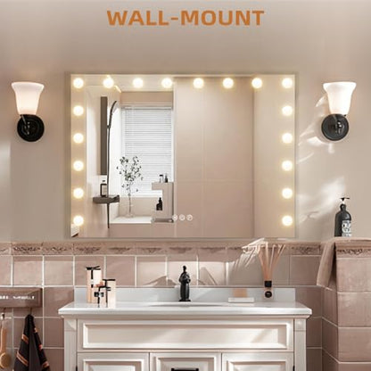 Hansong Hollywood Vanity Mirror with Lights 32"X 23" 18 Bulbs Large Mirror