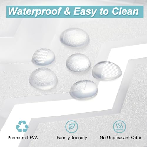 Seenus Waterproof PEVA Shower Curtain Liner Extra Long 72 x 78 inch, Translucent Shower Liner Long with 3 Weighted Magnets, Semi Transparent Plastic Shower Curtain Frosted Striped for Bathroom - color: White Striped, size: 72"W x 78"L (Pack of 1)