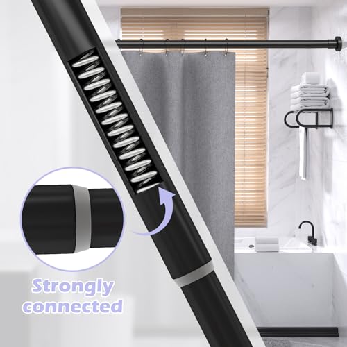 Shower Curtain Rod Spring Tension:Black Shower Rods for Bathroom 33 to 72 Inch,1 Inch Modern Heavy Duty Adjustable Tension Shower Curtain Rod No Drilling No-Slip Easy Install,Matte Black - color: Black, size: 【33''-72''】1 Pack