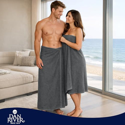 DAN RIVER Pack of 1 Oversized Bath Sheet, 40 x 80 Inches, Grey | 100% Cotton Jumbo Bath Towel with Extra Large Coverage, Lightweight Feel, Super Soft & Quick Dry - color: Grey, size: 40x80" Oversized Bath Sheet