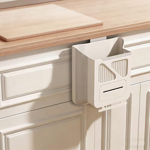 Foldable Wall Mounted Trash Bin Hanging Kitchen Bathroom Garbage Bin Space Saving Large Capacity Waste Can Modern Design Hanging Kitchen Garbage - color: Light Grey, size: G