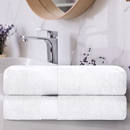 Zero-Twist Towel Collection, Luxurious Cotton Oversized Bath Sheet Towel, 34" x 68", 2-Pieces, Absorbent and Fast-Drying, Solid, White - color: White, size: Bath Sheet 2-Pack