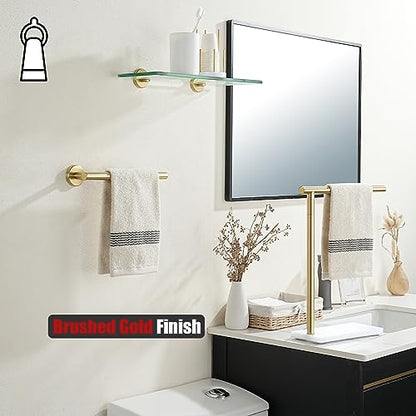 JQK Hand Towel Bar Gold, 10 Inch Thicken 0.8mm 304 Stainless Steel Bathroom Hand Towel Holder, 9 Inch Useable Length Wall Mount, Brushed Gold, THH110L9-BG - color: Brushed Gold