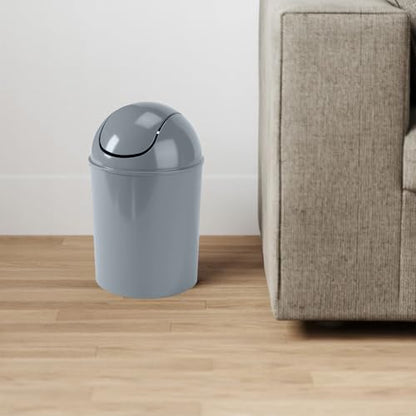 Umbra 1.25 Gallon Mini Waste Can with Removable Swing-Top Lid - Small Garbage Bin for Kitchen, Bathroom, Bedroom, Office - Compact Trash Can Fit Under Tables & Counters - Steel Blue - color: Steel Blue