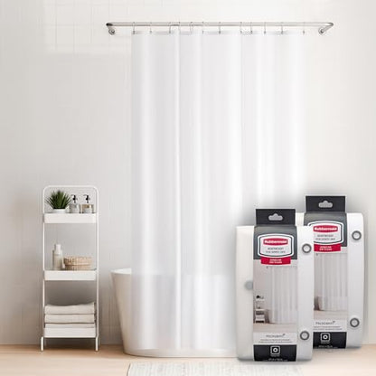 Rubbermaid Heavyweight PEVA Shower Curtain Liner, Waterproof Shower Liner with Rustproof Metal Grommets and Weighted Magnetic Hem, BPA-Free, 70 x 72 Inches, Frosty with Charcoal Grommets (Pack of 2) - color: Frosty, size: 70"W x 72"L (Pack of 2), style: W