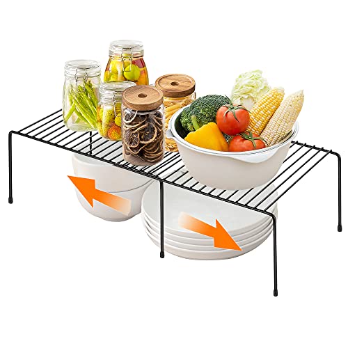 Ravinte 1 Pack Expandable Freezer Shelf Organizer, Black Kitchen Storage | Rustproof Metal Wire, Adjustable Width, Fridge, Pantry, Cupboard, Countertop, Easy Install, No Tools Needed, Space Saving - color: Black