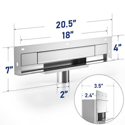 Linear Wall Drain 18’’, CUPC Certified | 304 Stainless Steel Side Drain w/ Tiled Grate & Hair Strainer, Brushed Tiled Shower Drain for Bathroom - size: 18"