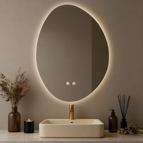 LED Bathroom Mirror with Lights, 24 x 32 Inch Led Bathroom Vanity Mirror for Wall, Anti Fog Mirror for Bathroom, 3 Colors and Dimmable Light, Horizontal/Vertical - color: Clear-irregular, size: 32"L x 24"W