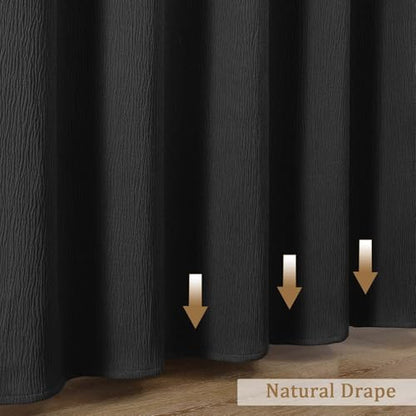 Aiyufeng Fabric Black Long Shower Curtain for Bathroom, 3D Textured Pattern Shower Curtain Hotel Spa Quality, Boho Bathroom Curtain Modern Style Soft Cloth Luxury, Machine Washable,72x84 Inches - color: Black, size: 72"W x 84"L (Pack of 1)