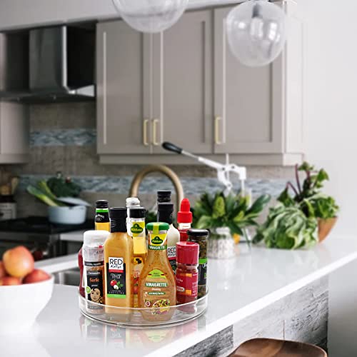 Amolliar Lazy Susan Organizer - 360° Rotating Turntable Organizer for Kitchen, Fridge, Pantry, Countertop, Under Sink & Bathroom, Spice Condiment Organizer Space-Saving Storage Tray 1 Pack, 11" Clear - size: 11" 1 Pack