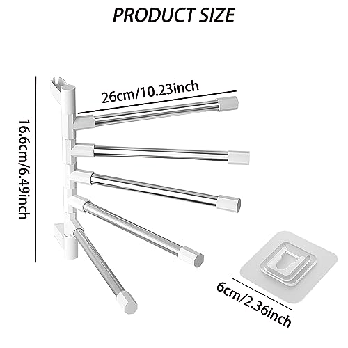 Swivel Towel Rail, 2PCS Folding Towel Holder 5-Arm Towel Rack Wall Mounted Stainless steel Towel Hanger Towel Storage Rack Towel Rails for Bathroom Toilet Kitchen