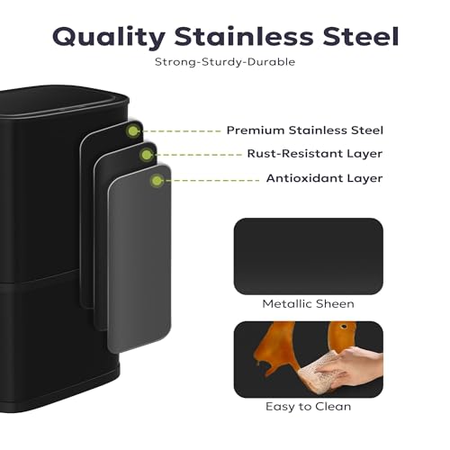 Furnify 16 Gallon / 60L Kitchen Trash Can, Motion Sensor Trash Bin with Lid | Large Capacity Touchless Garbage Waste Bin, Waterproof Brushed Trash Bin, Trash Can for Kitchen Bedroom Bathroom - color: Black