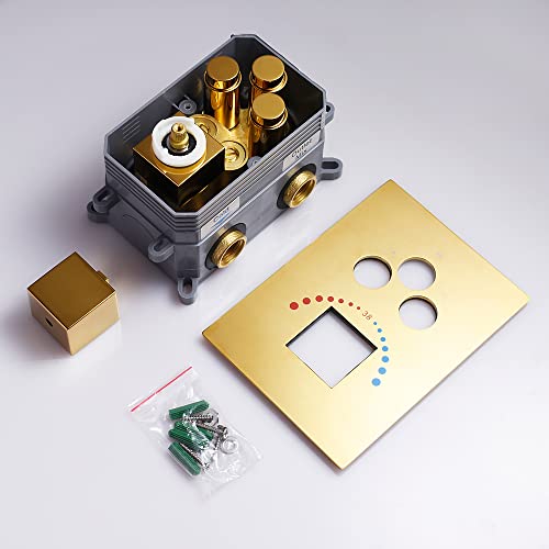 Gold Shower System 12 Inch Bathroom Luxury Rain Mixer Shower Combo Set Wall Mounted Rainfall Shower Head System Gold Rain Shower Jets Body Sprays System - color: Gold