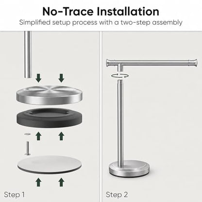 Hoimpro Hand Towel Holder Stand Towel Bar Rack Countertop Brushed Nickel | Free Standing Towel Hanger Ring for Bathroom Kitchen Vanity Counter,13 Inch, Stainless Steel, RustProof, Bath Accessories - color: Brushed Nickel
