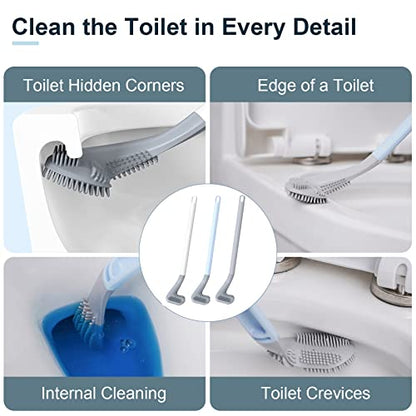 Golf Toilet Brush, Toilet Cleaning Brush, Flexible Bendable Silicone Long Handled Toilet Brush, 360° Deep Toilet Bowl Cleaning Brush,Quick Drying Toilet Brush for Bathroom with a Hook (Blue) - color: Blue