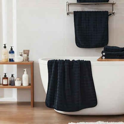 COZYART Lint Free 8 Pcs Bathroom Towels Set Ultra Soft Microfiber Black | Fluffy, Thick, Highly Absorbent, Fast Dry, No Shedding, No Pilling, Fade Resistant, Durable, Long-lasting - color: Charcoal Black