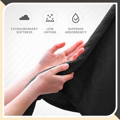 Martex 6-Piece 100% Ringspun Cotton Towel Set, Black | Quick Dry, Super Absorbent & Soft, Lightweight, 2 Bath, 2 Hand, 2 Wash Cloths - color: Black