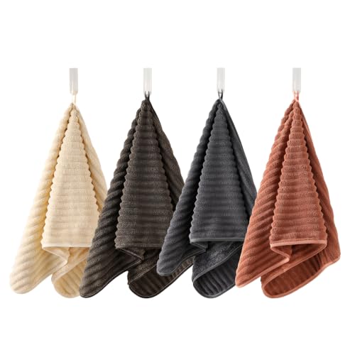 4 Pack Microfiber Hand Towels 14×29.6 Inches Absorbent Quick Dry | Luxury Towels Set Multi Use for Bathroom Kitchen Shower Spa Gym Pool