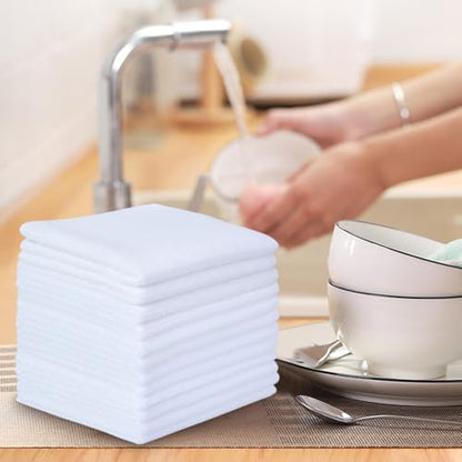 Microfiber Cleaning Cloth Kitchen Dish Cloths 12x12In 12 Pack White | Super Absorbent, No Streak, Dish Rags, Lens, Cloths - color: White