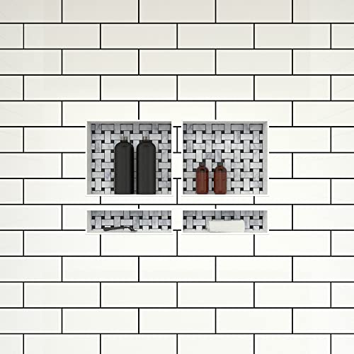 Tile Redi USA RNQH1620D-20D Niche Quadruple Recessed Shower Shelf, Four Shelves, 20" H X 32" W, Black - size: 20" H X 32" W, style: 4 Shelves