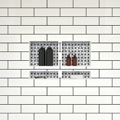 Tile Redi USA RNQH1620D-20D Niche Quadruple Recessed Shower Shelf, Four Shelves, 20" H X 32" W, Black - size: 20" H X 32" W, style: 4 Shelves