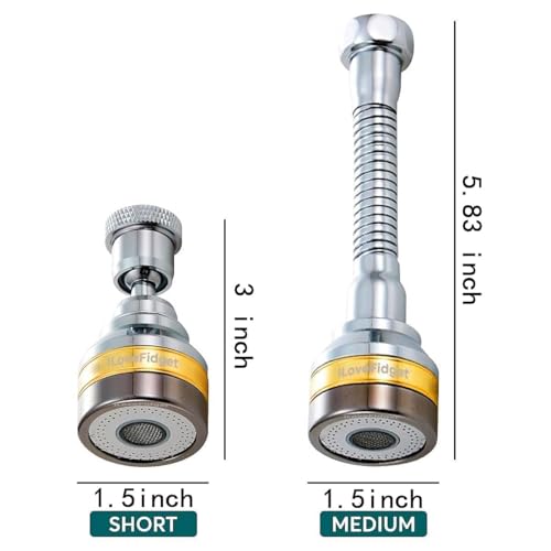 Kitchen Faucet Spray Head, Solid Brass and Stainless Steel, 360 Degree Rotatable Aerator – 3 Flow Mode Adjustable, High Pressure Booster, Anti-Splash, Water Saving Faucet Sink (Medium) - style: Medium