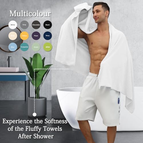 Extra Large Bath Towels Set 35x70 Inches - White Luxury 600 GSM Oversized Bath Sheet Towel,Ultra Soft Microfiber - Quick Dry,Highly Absorbent Shower Towels Spa Hotel Bathroom Towel Set (4-Pack) - color: White Set, size: 4-Piece Set