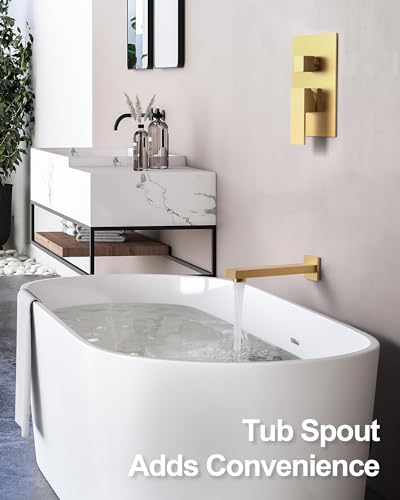 10" Shower Faucet Set with Tub Spount, High Pressure Rainfall Shower Head and Handheld Sprayer Combo, Bathroom Tub Shower Faucet Set, Brushed Gold - color: Brushed Gold