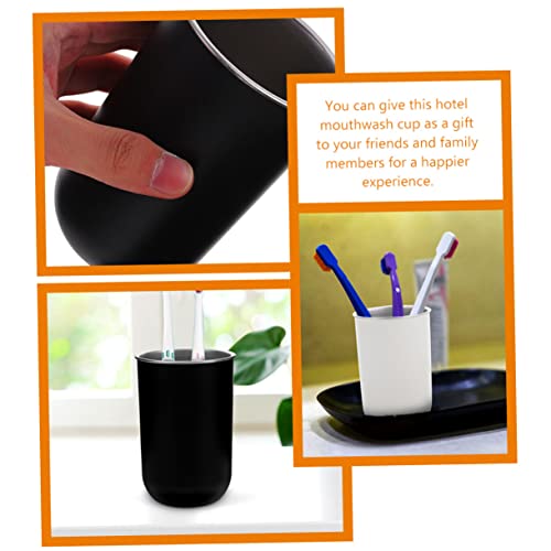 PRETYZOOM 2pcs Stainless Steel Bathroom Rinsing Cups Lightweight and Wear-Resistant Tooth Mugs Convenient Toothbrush Holders for Boy Girl Capacity Round Design White Black