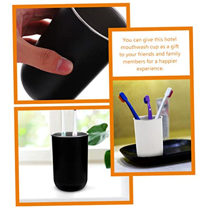 PRETYZOOM 2pcs Stainless Steel Bathroom Rinsing Cups Lightweight and Wear-Resistant Tooth Mugs Convenient Toothbrush Holders for Boy Girl Capacity Round Design White Black