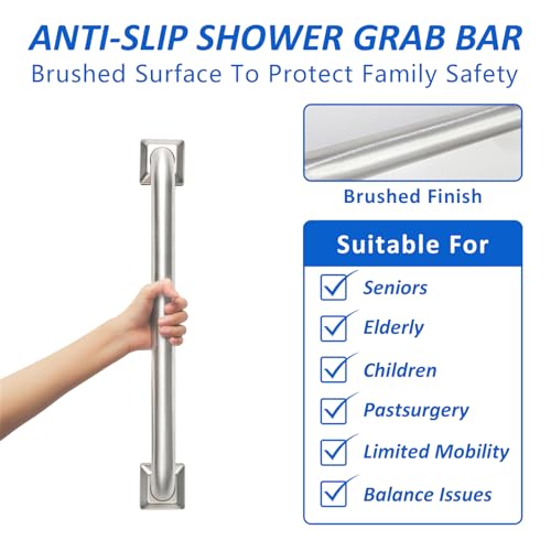 Bathroom Grab Bars Stainless Steel Handrail ADA Compliant 500lbs bathtubs and Showers Toilet Handle Safety for Handicap, Elderly, Disabled, Injury (18inches 2 Pack) - size: 18 inches 2 pack