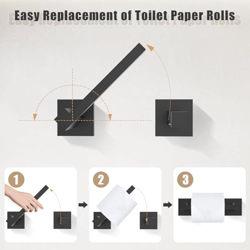 TQKAG Matte Black Bathroom Hardware Accessories Set 5 Pieces, Double Post Pivoting Toilet Paper Holder Set Stainless Steel Square Bathroom Towel Bar Holder Set Wall Mounted - color: Matte Black, size: 5-Pieces Set