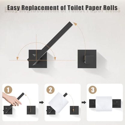 TQKAG Matte Black Bathroom Hardware Accessories Set 5 Pieces, Double Post Pivoting Toilet Paper Holder Set Stainless Steel Square Bathroom Towel Bar Holder Set Wall Mounted - color: Matte Black, size: 5-Pieces Set