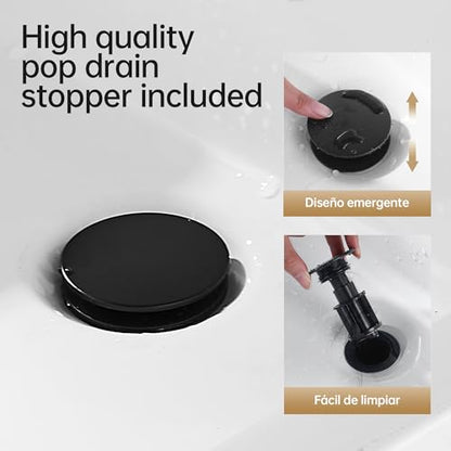 Bathroom Sink Faucet FRANSITON Centerset 8 Inch 2 Handle Bathroom Sink Faucet Lead-Free with Pop-up Drain Stopper and Supply Hoses (Matte Black, 8 Inch) - color: Matte Black