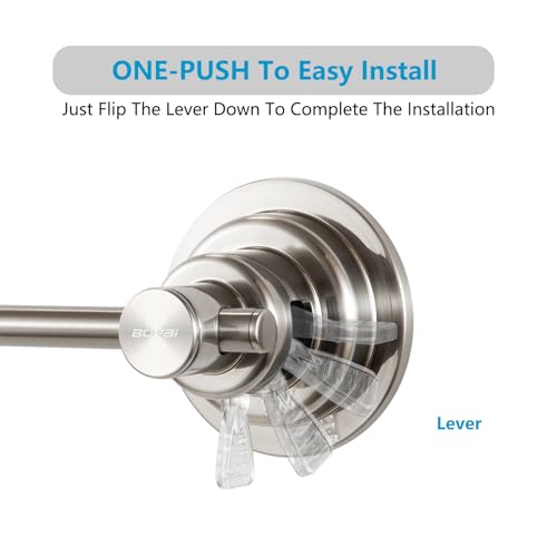 BOPai Extendable Suction Cup Towel Bar 17-28.5", Brushed Nickel | Repositionable & Powerful Vacuum Suction - color: Brushed Nickel, size: 17-28.5"