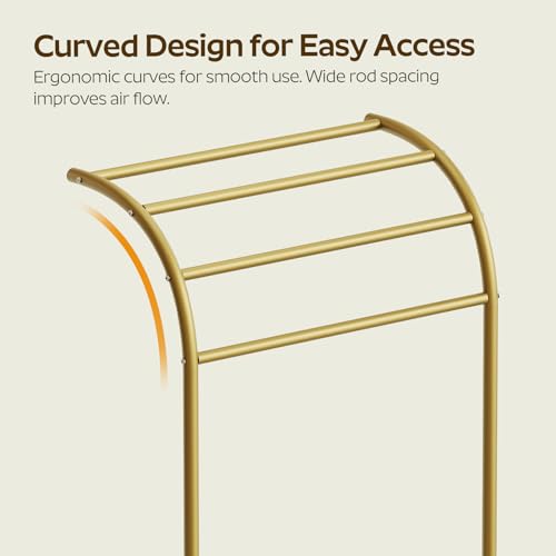 Free Standing Towel Rack, 4-Tier Blanket Rack for Bathroom, Pool Towel Stand Display and Drying Rack, Modern Towel Blanket Storage Organizer, Gold CJ07GD - color: Gold