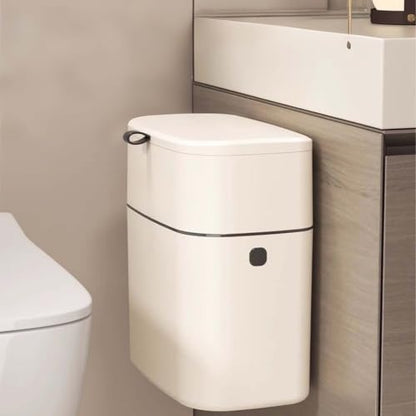 YSUEFIJO Mounted Trash Can with Lid, Wall Hanging Garbage Bin for Kitchen Bathroom Office, Cabinet Door Waste Basket, Space Saving Rubbish Container, Practical Hanging Structure and Easy Use